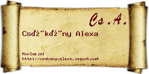 Csákány Alexa névjegykártya