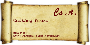 Csákány Alexa névjegykártya